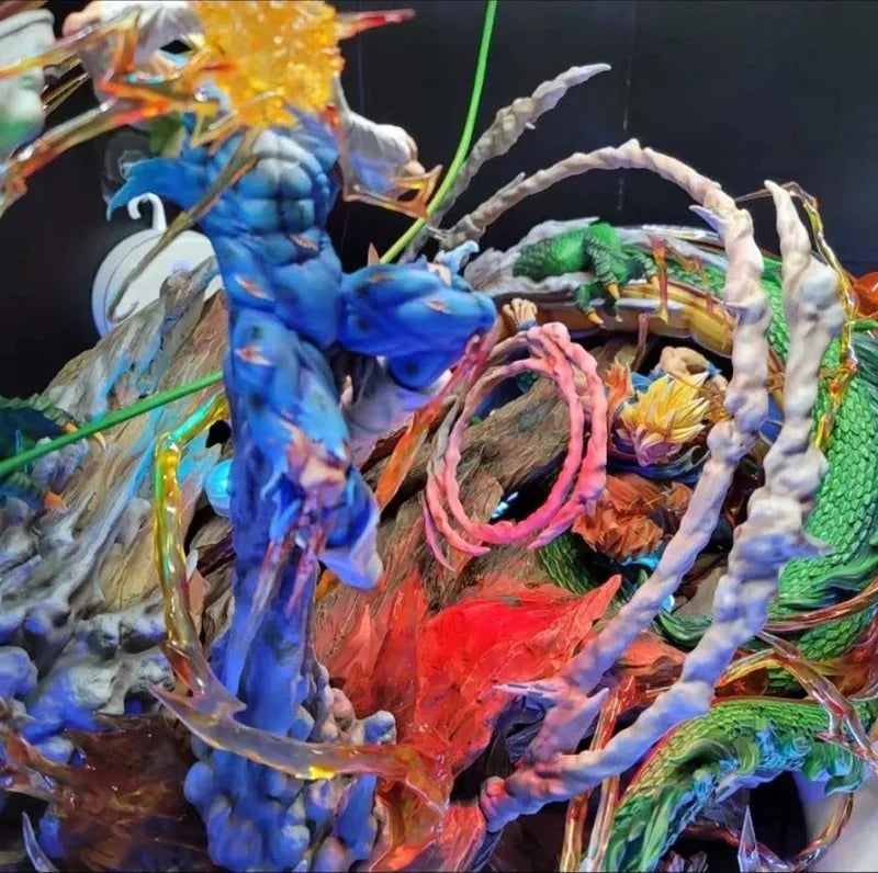 Estátua Dragon Ball - Diorama Dragão Shenlong Goku VS Vegeta 35 CM