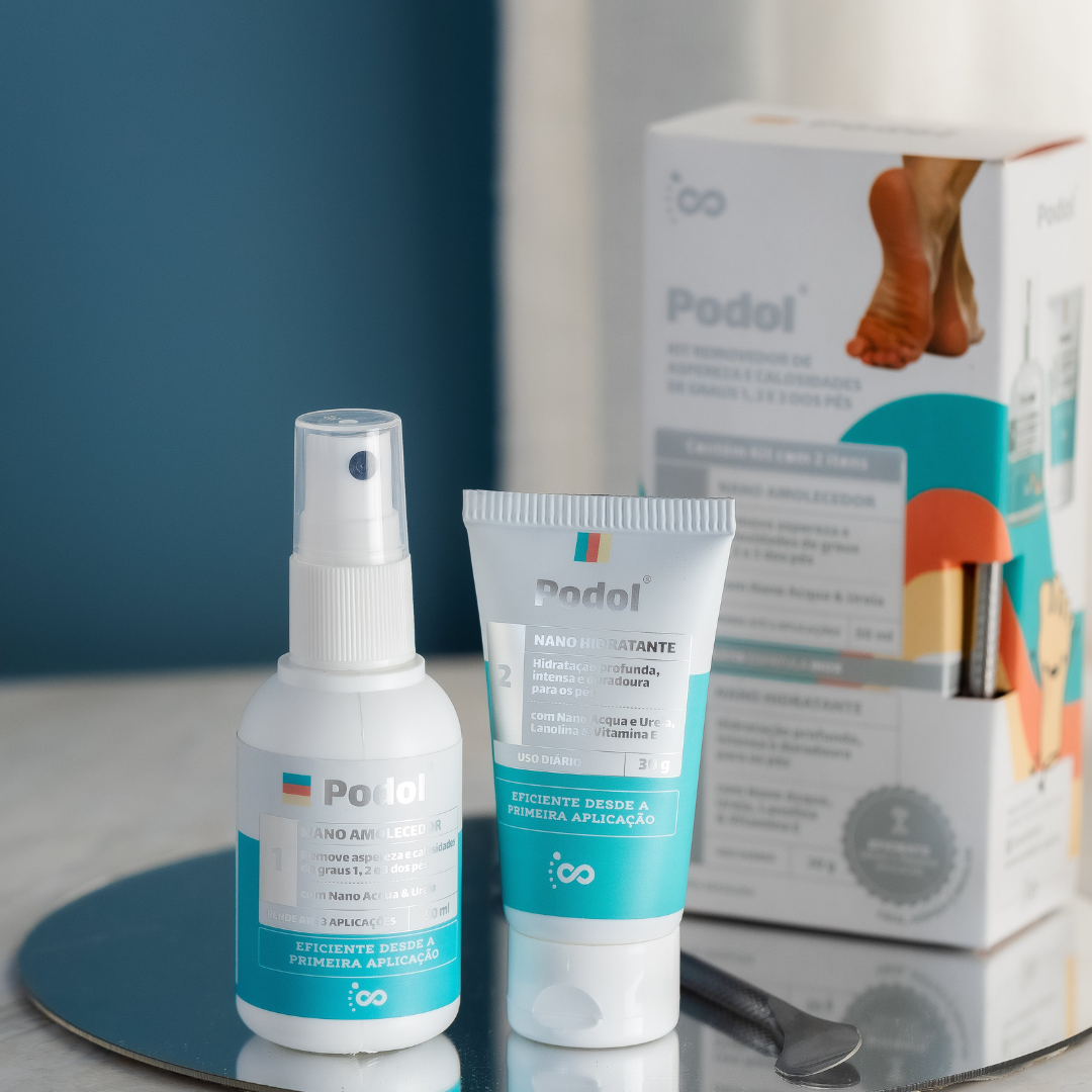 Kit Podol 3 Aplicações (Amolecedor + Hidratante + Espátula)