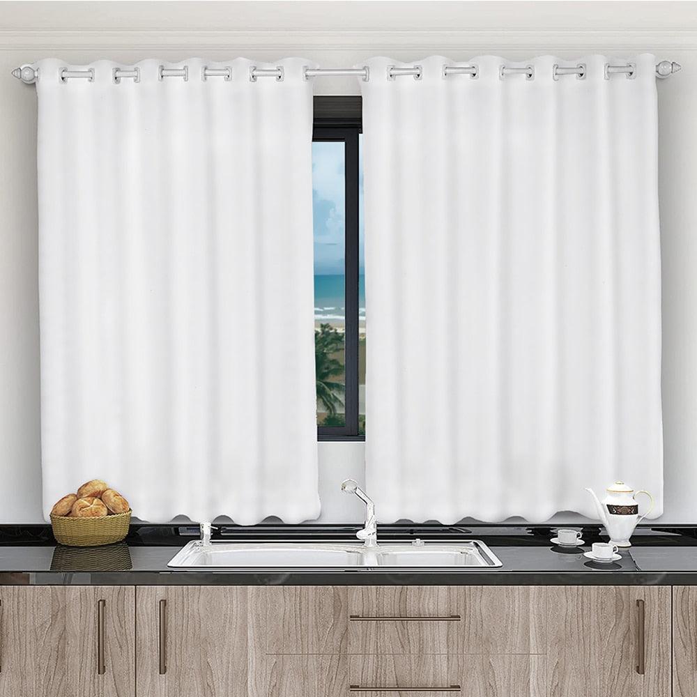 Cortina para Cozinha de Voil com Forro de Microfibra