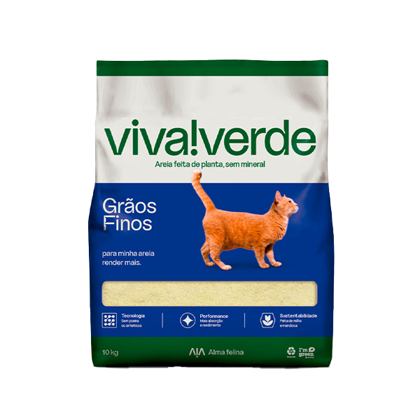 Areia Higiênica Viva Verde Grãos Finos para Gatos 1OKG