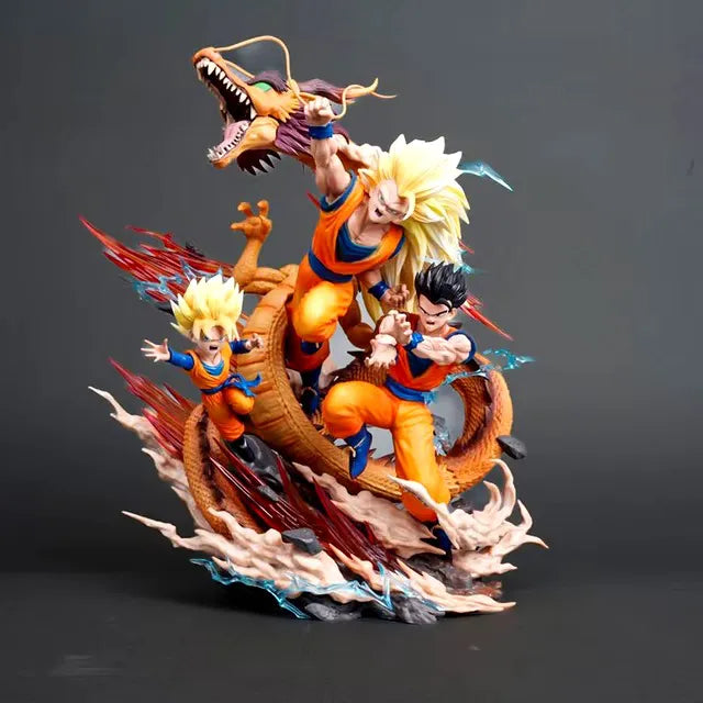 Estátua Dragon Ball - Diorama Son Goku Son Goten Son Gohan 28 CM