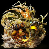 Estátua Dragon Ball - Son Goku Super Saiyan 3 Wrath of the Dragon Shenlong Dourado 28 CM