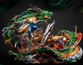 Estátua Dragon Ball - Diorama Dragão Shenlong Goku VS Vegeta 35 CM