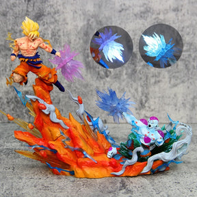 Estátua Dragon Ball - Diorama Son Goku Super Saiyajin e Freeza Luta 22 CM