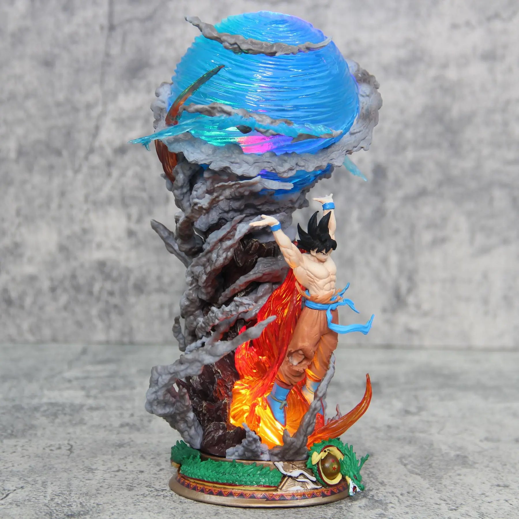 Estátua Dragon Ball - Diorama Com LED Son Goku Genki Dama 23 CM