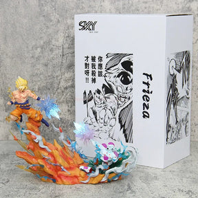 Estátua Dragon Ball - Diorama Son Goku Super Saiyajin e Freeza Luta 22 CM