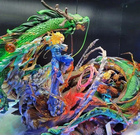 Estátua Dragon Ball - Diorama Dragão Shenlong Goku VS Vegeta 35 CM