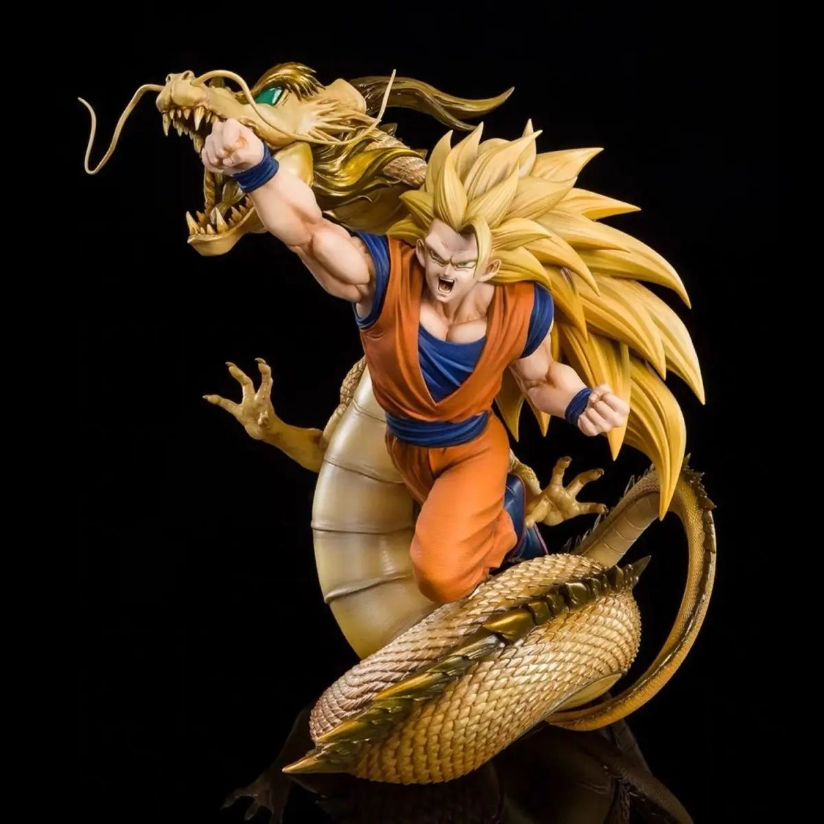 Estátua Dragon Ball - Goku Super Saiyan 3 Wrath of the Dragon Shenlong Dourado