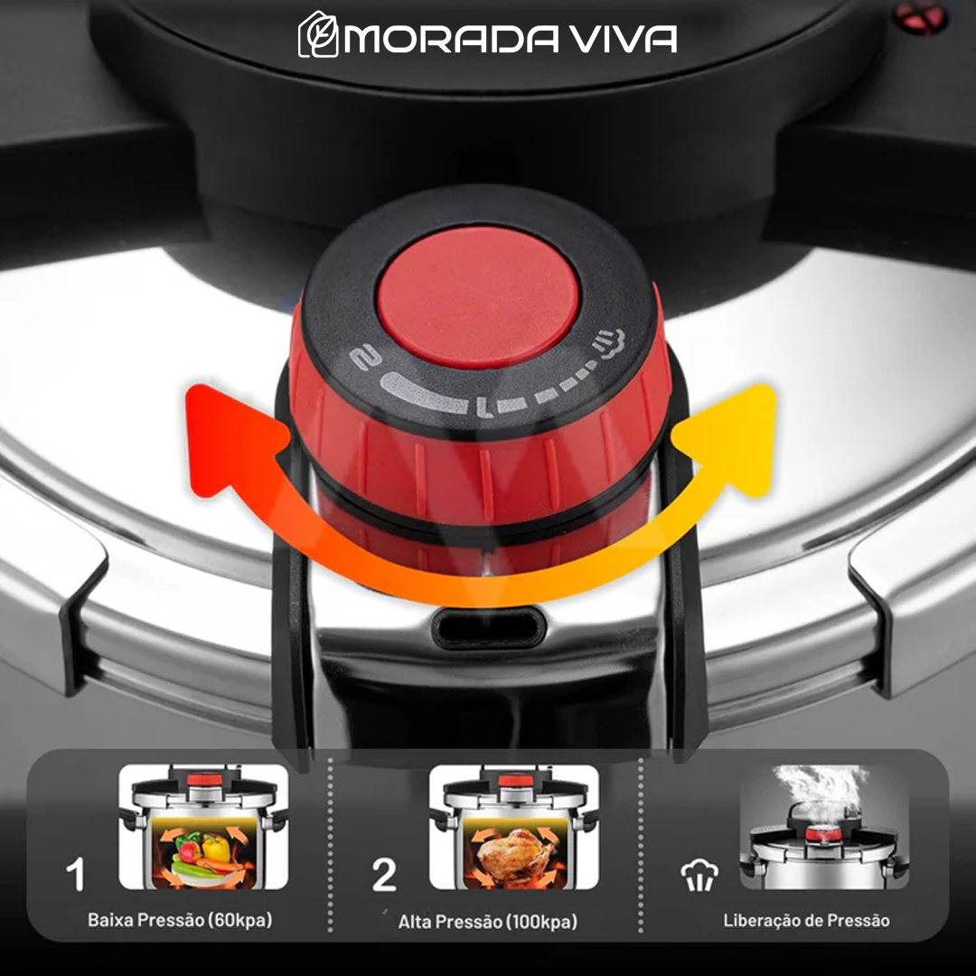 [Compre 1 e Leve 2] Panelas de Pressão TurboChef Aço Inoxidável - Á Prova de Explosões + Brinde: Kit Utensílios