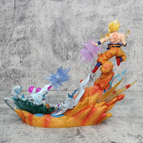Estátua Dragon Ball - Diorama Son Goku Super Saiyajin e Freeza Luta 22 CM
