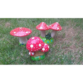 Enfeite de Jardim - Kit com 3 Cogumelos em Cerâmica