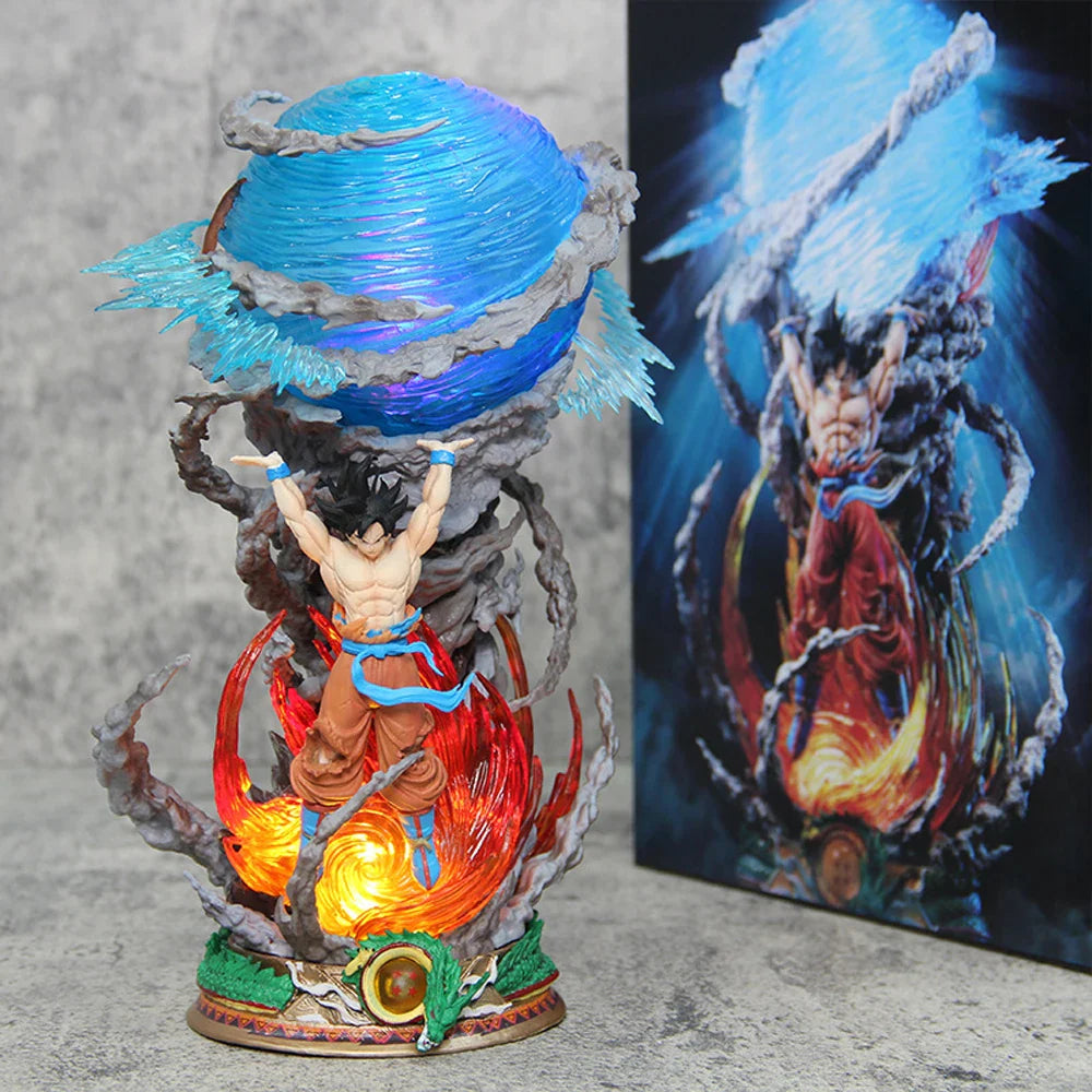 Estátua Dragon Ball - Diorama Com LED Son Goku Genki Dama 23 CM
