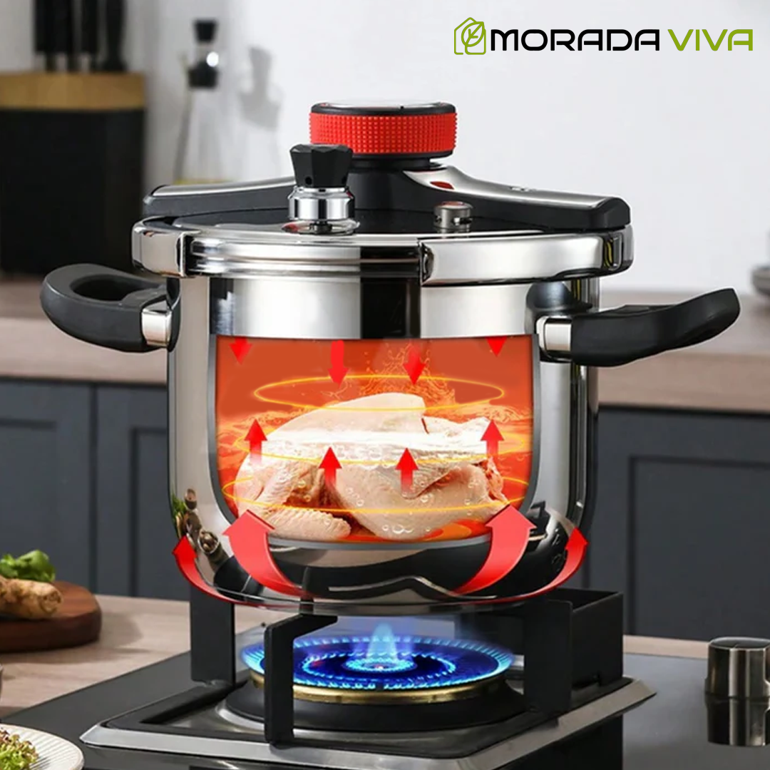 [Compre 1 e Leve 2] Panelas de Pressão TurboChef Aço Inoxidável - Á Prova de Explosões + Brinde: Kit Utensílios