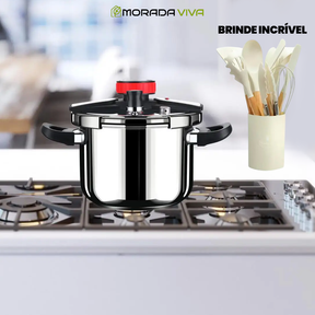 [Compre 1 e Leve 2] Panelas de Pressão TurboChef Aço Inoxidável - Á Prova de Explosões + Brinde: Kit Utensílios