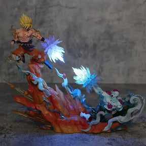 Estátua Dragon Ball - Diorama Son Goku Super Saiyajin e Freeza Luta 22 CM