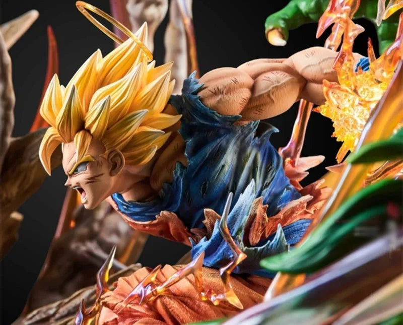 Estátua Dragon Ball - Diorama Dragão Shenlong Goku VS Vegeta 35 CM