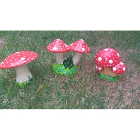 Enfeite de Jardim - Kit com 3 Cogumelos em Cerâmica