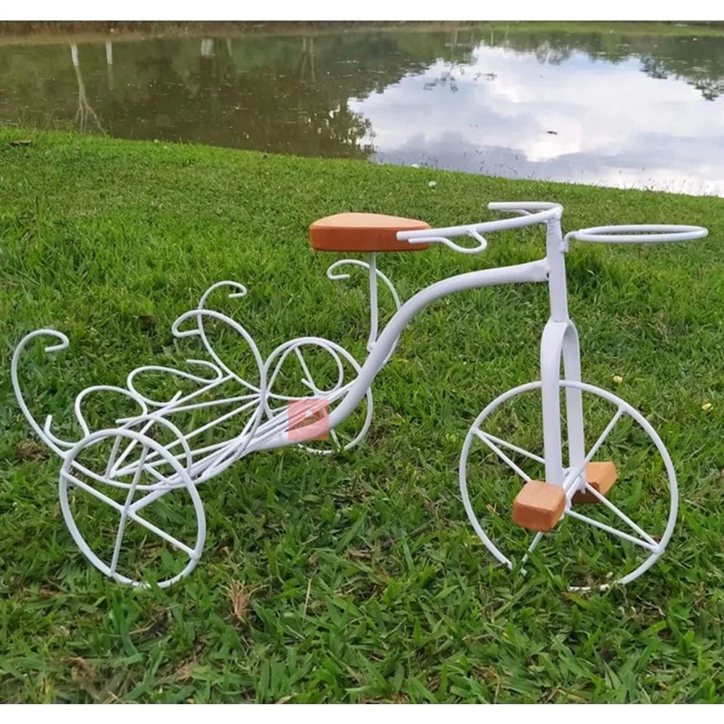 Bicicleta Decorativa de Ferro Rústica Branca