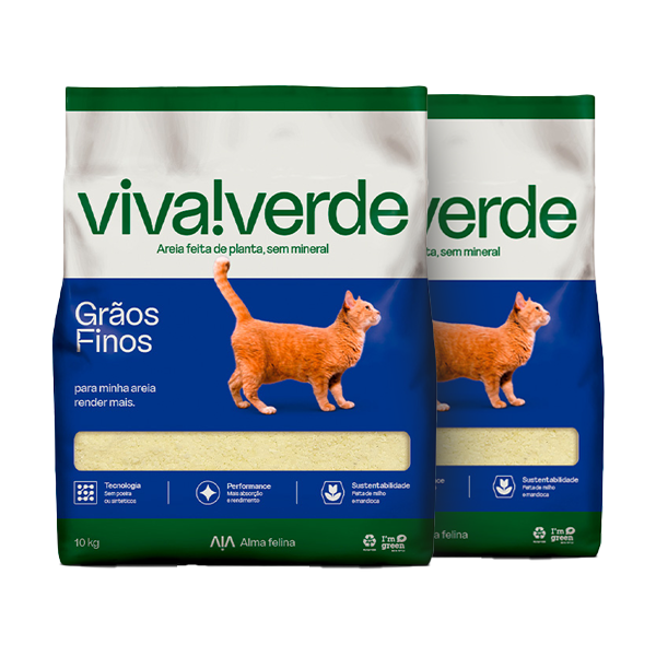 2 Areias Higiênica Viva Verde Grãos Finos para Gatos 1OKG (cada)